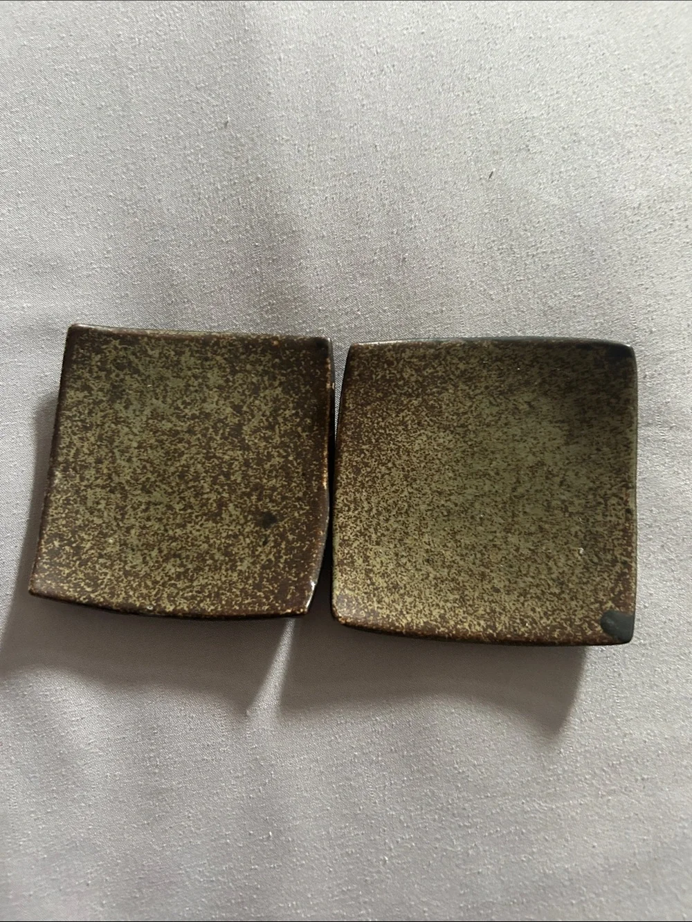 Source Unknown Olive-Tone Square Metal Accent Pair